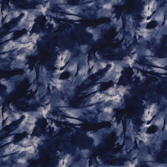 Viskosejersey in dunklen marineblau mit abstrakten Muster.